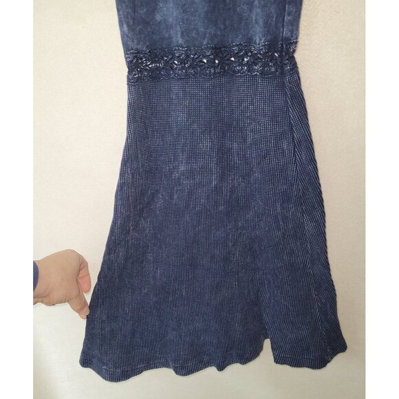 Chatoyant Bell Bottom Pants Womens M Blue Stretch Thermal Boho Mineral Wash USA - Picture 2 of 10